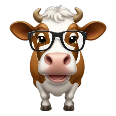 cow with glasses with thumbs up sticker