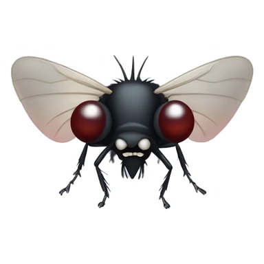 A midge (very tiny fly from scotland) looking like a vampire (with two protruding teeth), view from face/profile, looking like aggresive, looking cute sticker