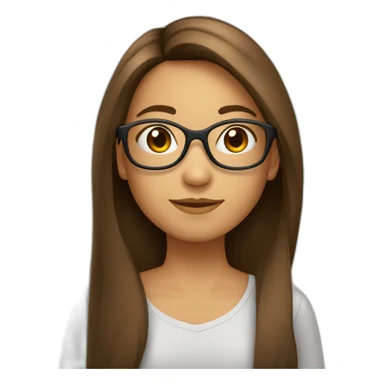 Une fille de 14 ans cheveux brun et mis long lisse avec lunettes ronde  sticker