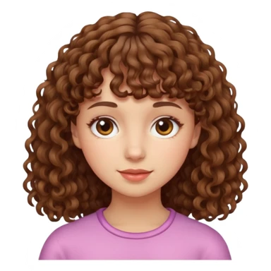 Chica rizada castaña con flequillo  sticker
