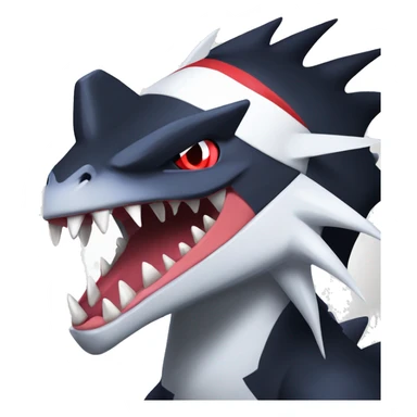 Black Cool Edgy Nargacuga-Garchomp-Absol Fakémon  with White and Red Edgy markings sticker