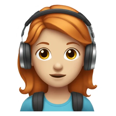 girl with ginger hair with blue eyes and headphones  sticker