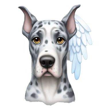 Blue Merle Great Dane wearing a angel costume  sticker