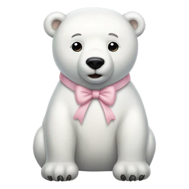 white polar bear wearing light pink pajamas and a bow in its hair sticker