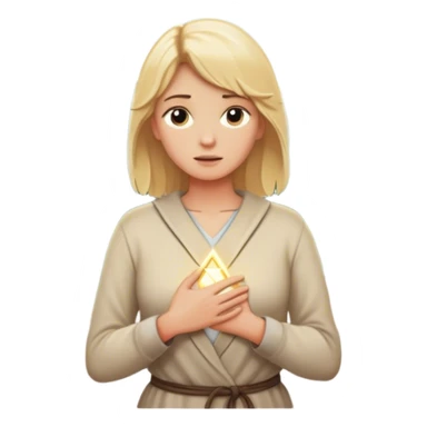 back of a blonde woman in front of a 2 crossroads paths ..places a hand on their chest, the light path, their decision to respond instead of react with peace. light trail on mountains.. rock mountain sticker