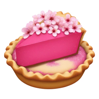 Hot pink pie with cherry blossoms and glitter  sticker
