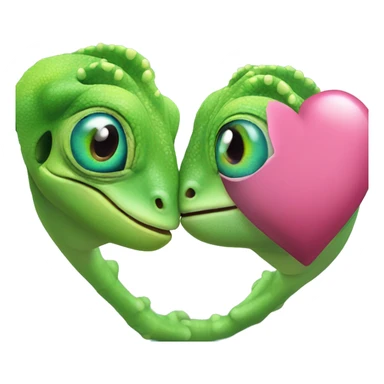 2 chameleons big heart between them sticker