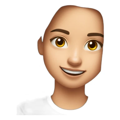 Spaniard Teenager girl long Brown straight hair funny face smiling taking selfie wearing nike t-shirt sticker