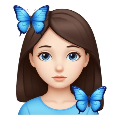 Girl have Blue butterfly  sticker