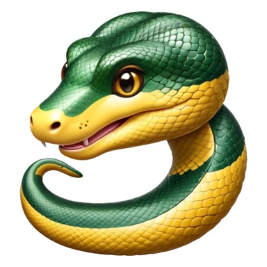 cinematic-cute-anaconda-portrait-emoji,-head-tilted-playfully-and-inquisitively,-with-a-sleek,-shimmering-body-adorned-with-detailed-scale-sriped patterns-and-round,-sparkling-eyes-full-of-wonder,-simplified-yet-irresistibly-adorable-features sticker