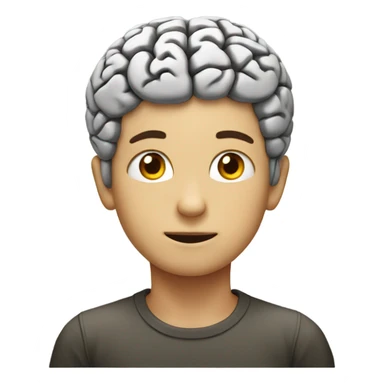 boy with big brain on top of head sticker