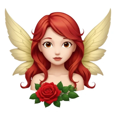 big wings, rose, Beautiful, fairy, red, long hair sticker