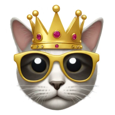 cat with a crown and sun glasses sticker