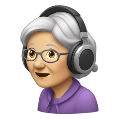 old woman with headsets sticker