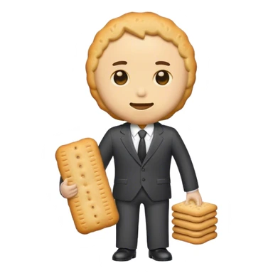Man made of biscuit with a suit sticker