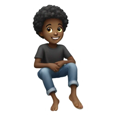 Happy black child floating and sitting on a cloud  sticker