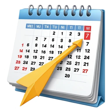 calendar with arrow showing rescheduling sticker