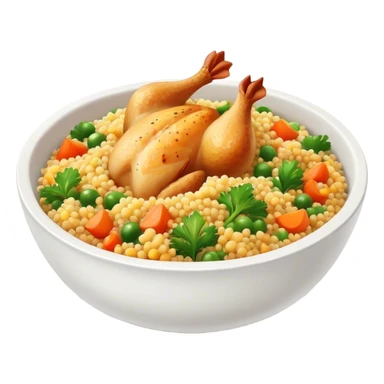 Chicken and vegetables with couscous in a bowl sticker