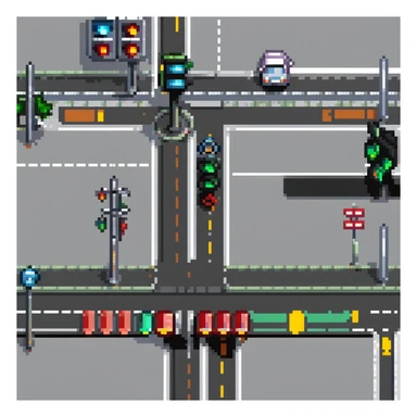 city street with road and traffic lights sticker