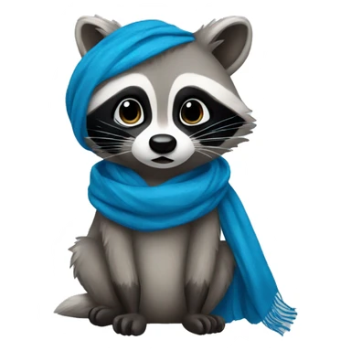 Raccoon with blue scarf sticker
