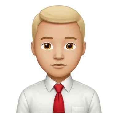 man in white shirt, having red tie sticker