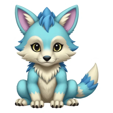 Edgy exotic colorful smooth soft pastel modern anthro furry vernid-trico-Protogen-Primagen-WereGarurumon-hybrid fursona by Falvie, LiLaiRa, AngieWolf sticker