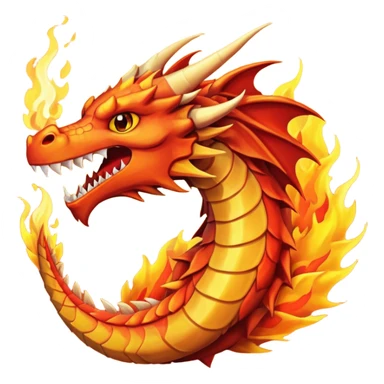 Fire dragon breathing fire, simplified google facebook artstyle sticker