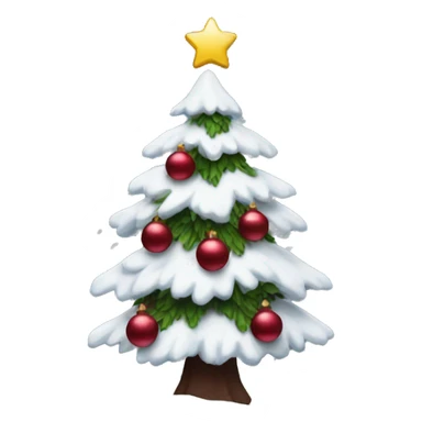 Snowy Christmas tree with dark red decorations sticker