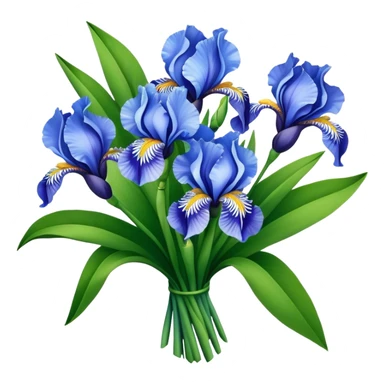 big bouquet Sky Blue Iris, luxuriant, leaf, bud sticker