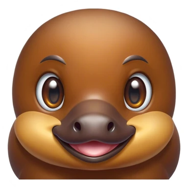 Cinematic Cute Platypus Portrait Emoji, Head tilted playfully and inquisitively, featuring a glossy brown fur with a charming, flat duckbill and round, sparkling eyes brimming with quirky wonder, Simplified yet irresistibly adorable features, highly detailed, glowing with a warm, friendly glow, high shine, affectionate and whimsical, stylized with a touch of aquatic playfulness, bright and endearing, soft glowing outline, capturing the essence of a mischievous yet lovable platypus, so playful it feels like it could waddle out of the screen into your arms! sticker