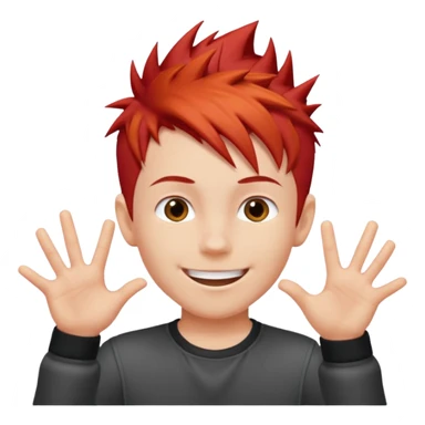 Boy with Red Hair – short spiky red haircut, energetic pose.










































 sticker