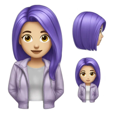 purple blue hair jacket white girl sticker