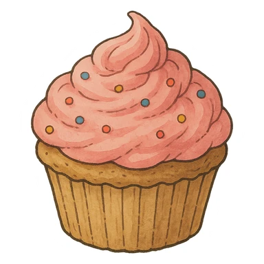 ghibli style cupcake with pink icing sticker