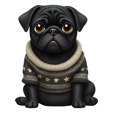 Black pug a Jewish star sweater sticker