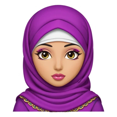 arabian, pretty lips, arab clothes, medium skin, pretty bratz baddie, black eyeliner, loose hijab, colorful sticker