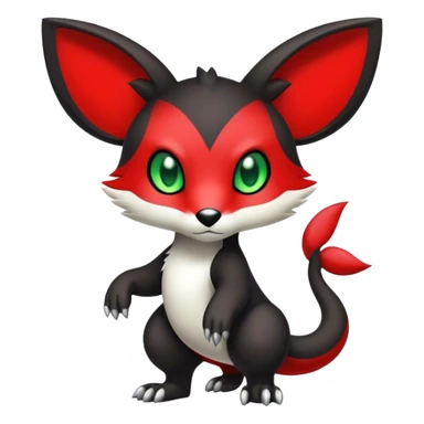 Cute cool black red animal hybrid Fakemon full body, green eyes,    sticker