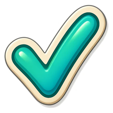 cartoon style sticker of a single check mark symbol, simple and clear, no text sticker