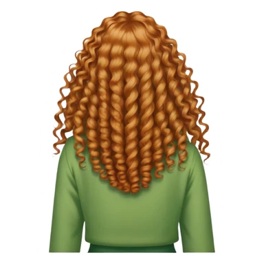 Ginger curly long hair lady with green clothes from the back sticker