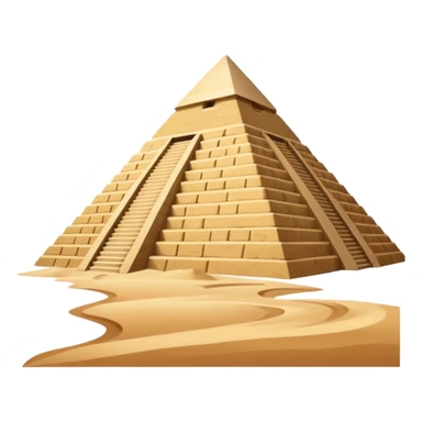 An emoji of the ancient Egyptian Great Pyramid of Giza. It is a large, triangular structure made of stone blocks against a desert background. sticker