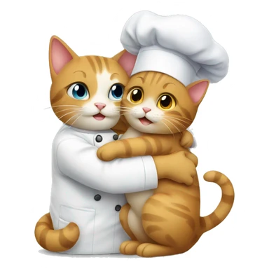 chef cat hugging another cat sticker