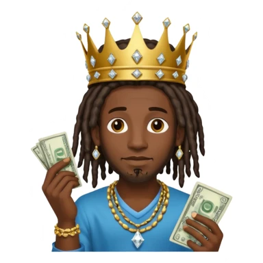 Black man dreads with crown diamond jewelry and money  sticker