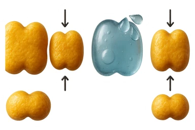 il processo di una cellula adiposa che si sgonfia, e si gonfia di acqua, falla identica all'immagine che ho allegato ma in 3d iperrealistica 4k sticker