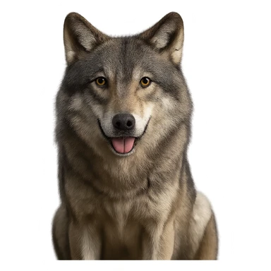 Make the wolf more realistic with no background, photorealistic style. sticker