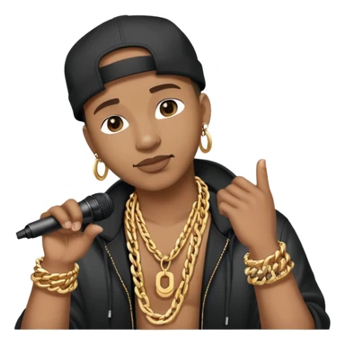 hip hop singer with microphone and chain necklace sticker
