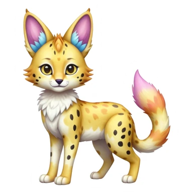 Cute Kawaii Epic Ethereal Sparkly Colorful Sergal-Serval-Vernid full body sticker