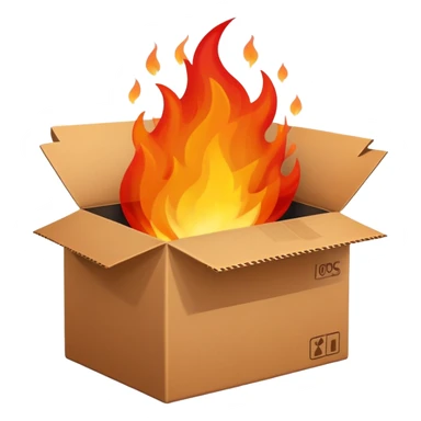cardboard box on fire sticker