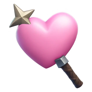 light pink heart with fortnite star wand pickaxe  sticker