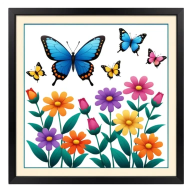 flowers butterflies frame certificates for kids sticker