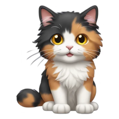 Fluffy calico cat sticker