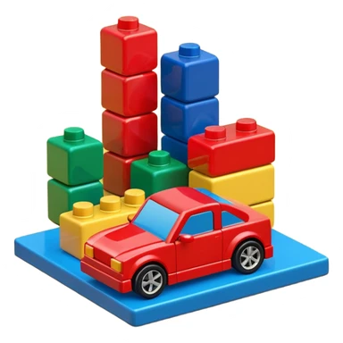 Toy car beside building blocks sticker